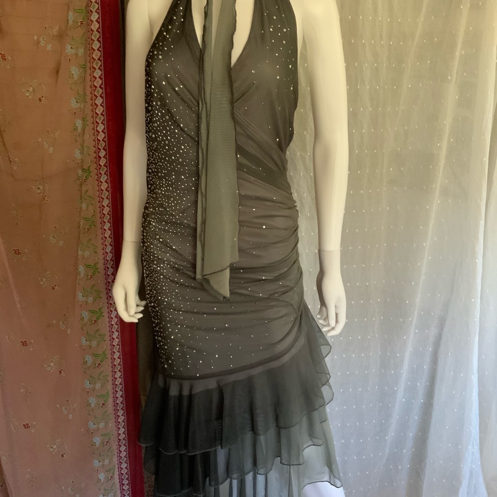 Beautiful chiffon rhinestone halter dress Ynes M